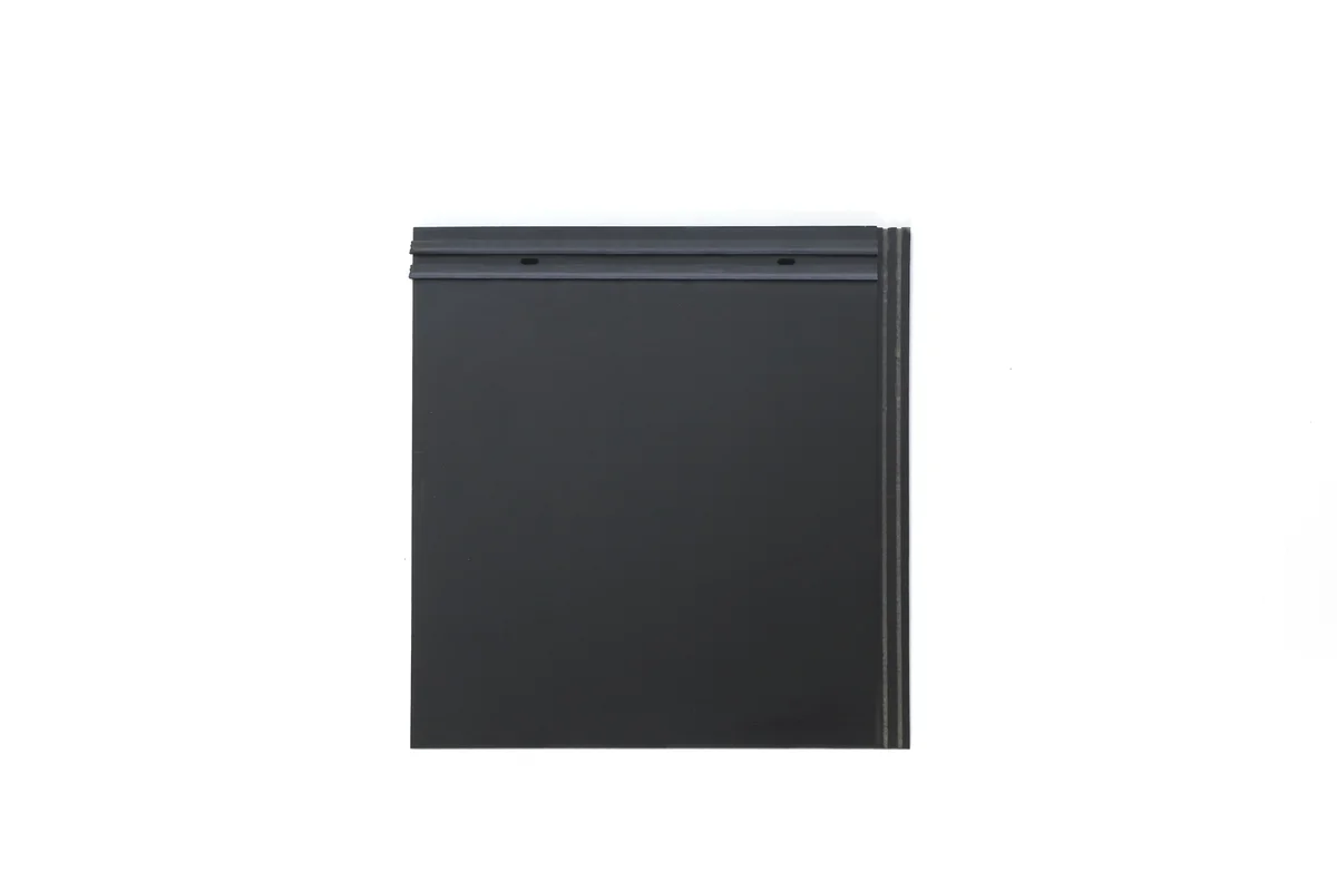 Black inactive quarter tile for completing a Lumina Slate solar roof layout.